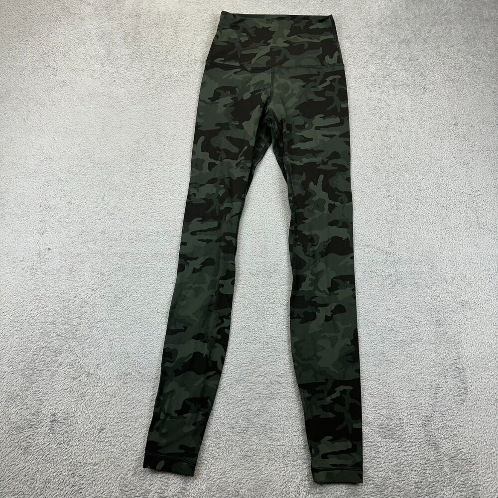 Lululemon Womens 2 Align High Rise 28" Pant Leggings Yoga Green Camo Gym